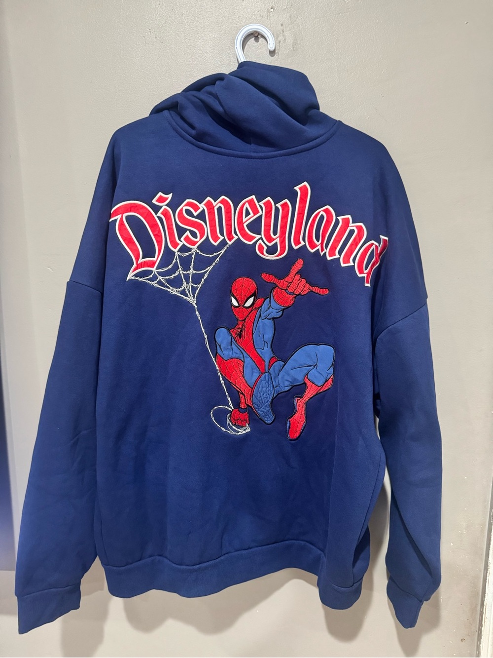 Disney Men’s Navy Spider-Man Crewneck Sweatshirt with Red & Blue Graphic